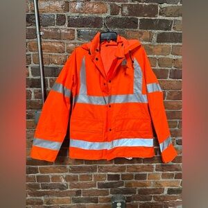 High-Visibility 3M Orange Jacket with Reflective Stripes Class 3 Size Medium